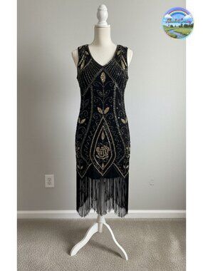 Flapper 1920s Sequin Beaded Fringe Gatsby Party Dress